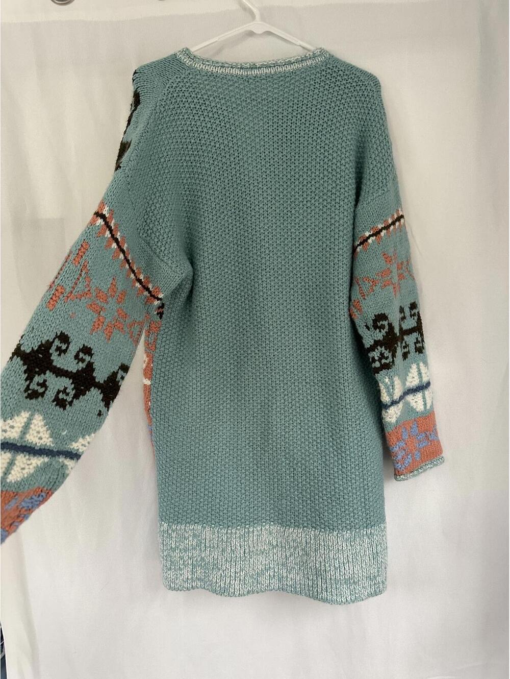 Sundance Knit blue pink Patterned western Cardigan jacket - Picture 6 of 6